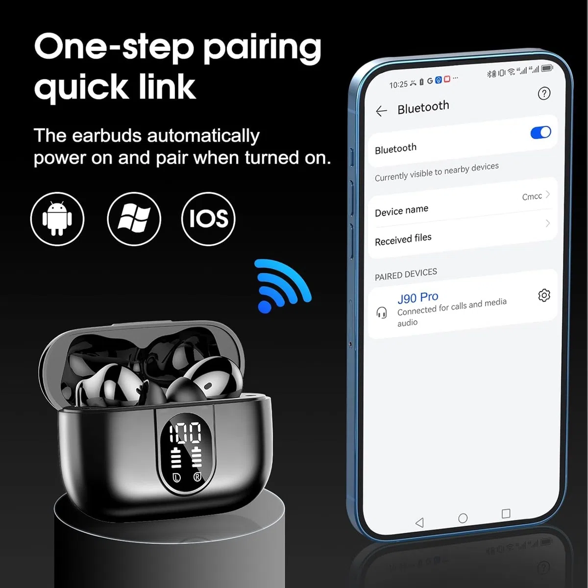 2026 Cuffie Bluetooth 5.4, Auricolari Bluetooth Stereo HiFi Con 4 ENC Microfoni Anti-Rumore, Impermeabili IP7 Cuffie Senza Fili, Durata 50 Ore Cuffiette In Ear, LED-Display, Cuffiette Touch Control