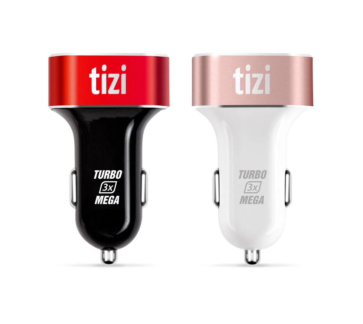 tizi Turbolader 3X Mega (7,2A, Monza Rot Edition) - Caricatore Auto USB a 3 Porte con Testa in Alluminio di Alta qualità