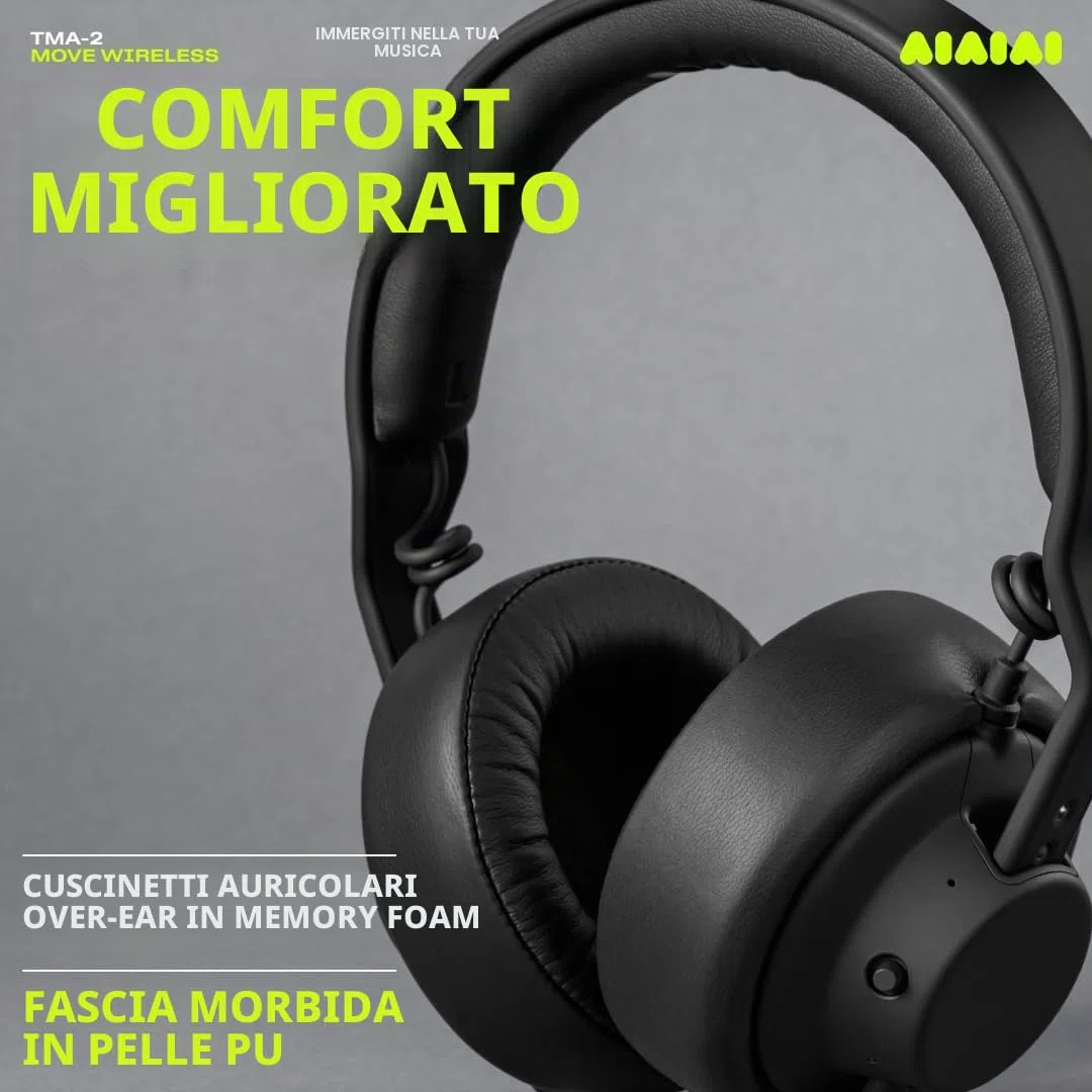 AIAIAI TMA-2 Move Wireless, cuffie Bluetooth versatili con suono ricco e naturale, cuscinetti in memory foam, 40 ore di autonomia e design modulare con parti sostituibili