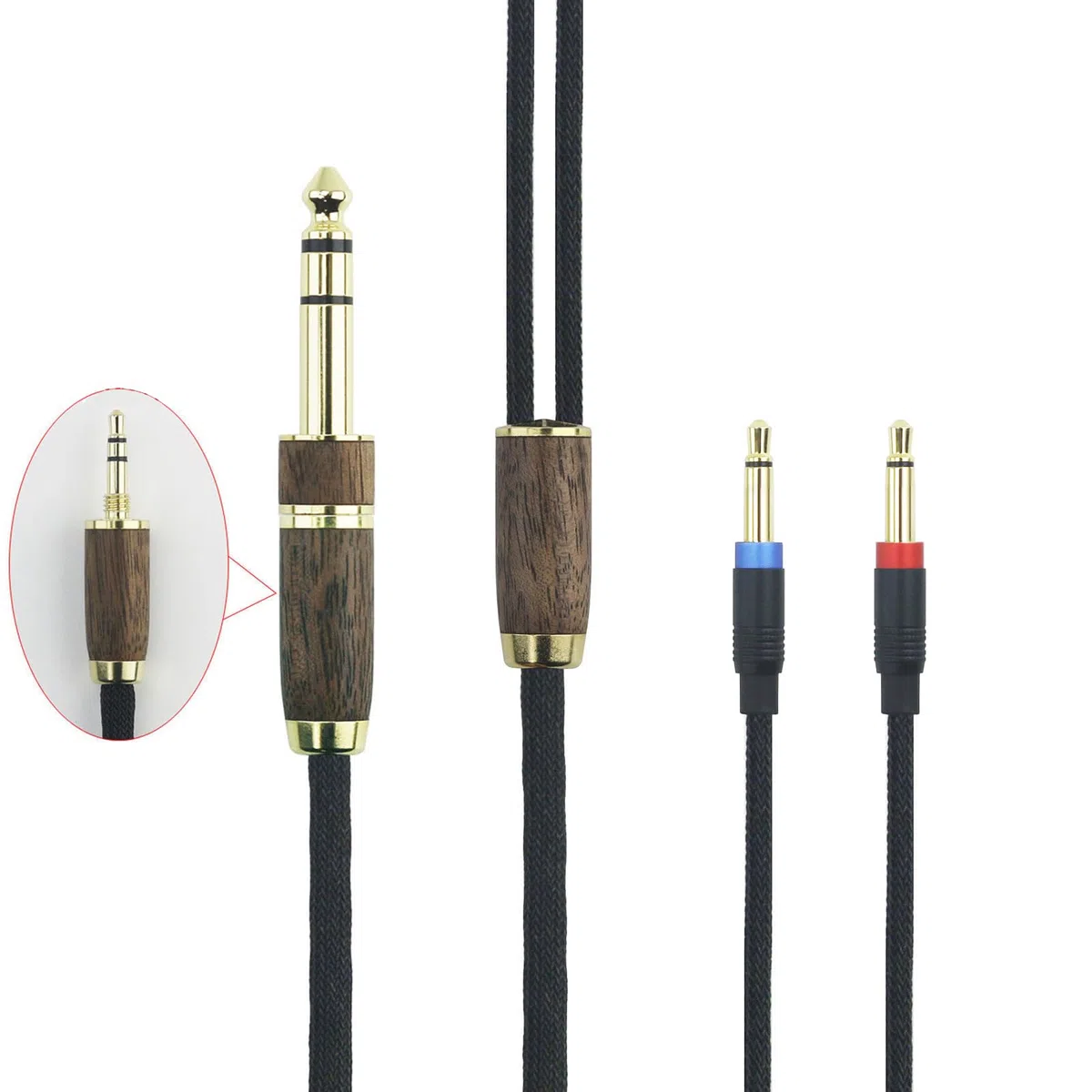 Cavo audio di ricambio 7N OCC placcato argento compatibile con Denon AH-D7200 AH-D7100 AH-D9200 AH-D5200, per cuffie Focal Elear con guscio in legno di noce, adattatore da 3,5 mm/6,35 mm