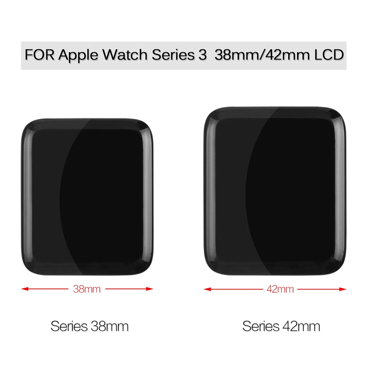 Schermo di ricambio per Apple Watch Series 3 (G-PS) S3 38 mm/42 mm, display LCD touch digitizer per Apple Watch3 Matrix, kit di riparazione con pellicola protettiva + strumenti (G-PS)