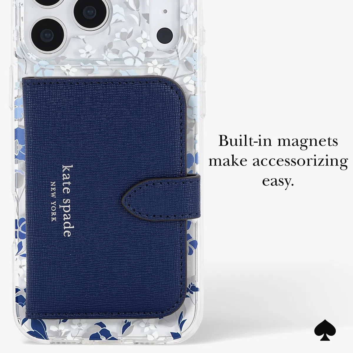 Kate Spade New York Custodia per iPhone 17 Pro Max - Compatibile con MagSafe - Custodia per telefono di design - Gemme blu aiuola