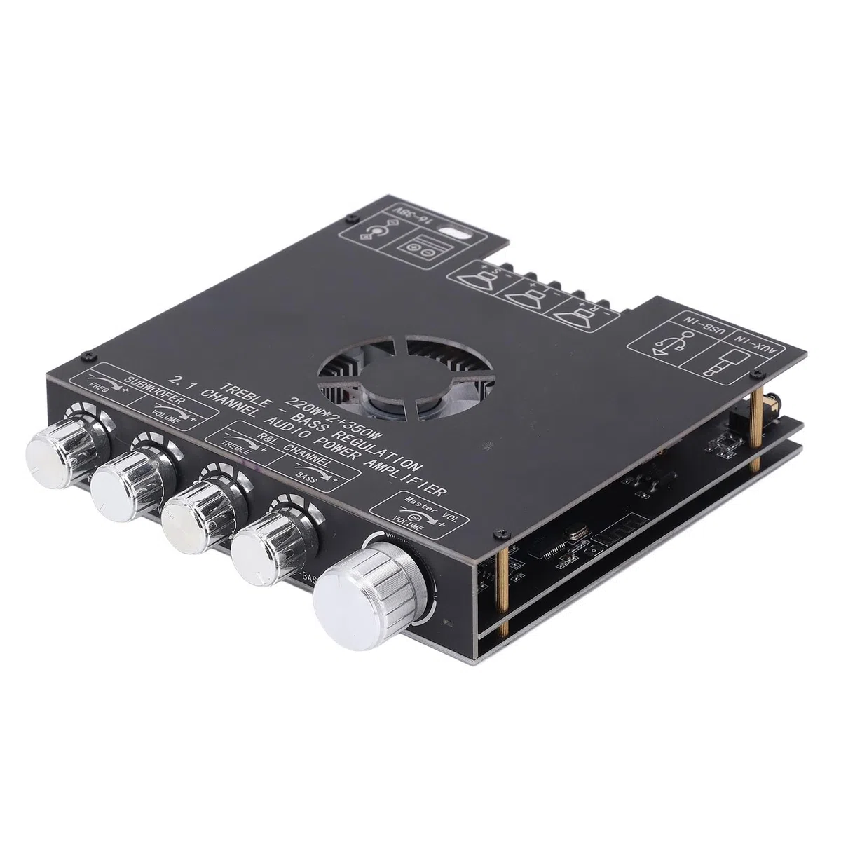 Jiawu TPA3255 Modulo Amplificatore di Potenza 2.1 BT5.1 Ingresso Scheda Audio USB AUX Scheda Amplificatore DC16-38V per Home Theater
