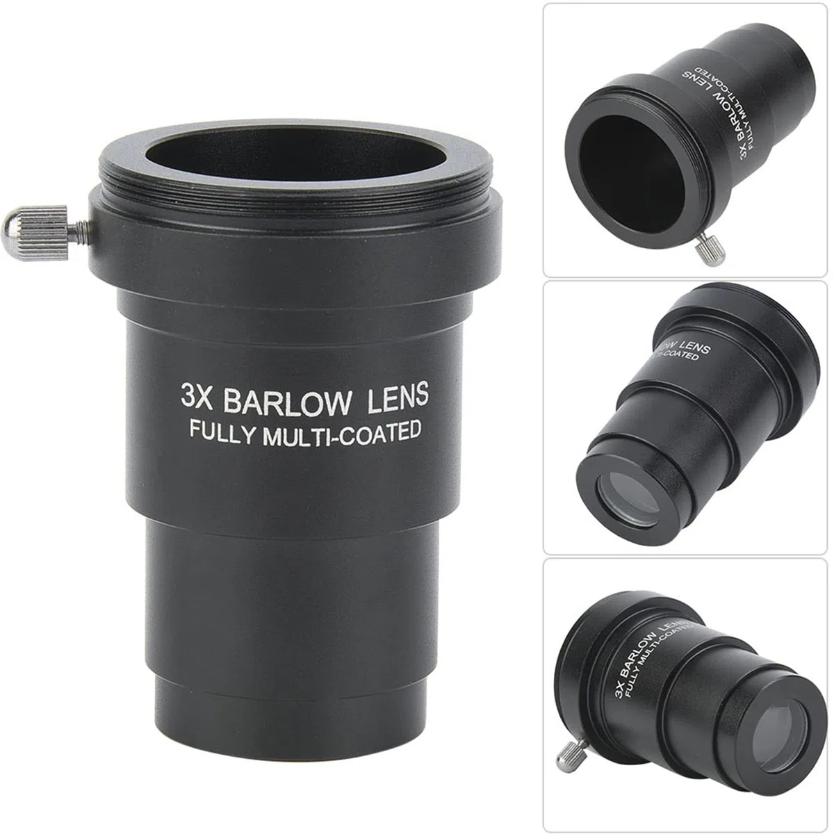 Lente di Barlow 3X Lente di Barlow 3X Vetro Ottico in Metallo Nero Lente di Barlow 3X M42X0.75 Interfaccia Filettata per Oculari del Telescopio Astronomico da 1,25 Pollici