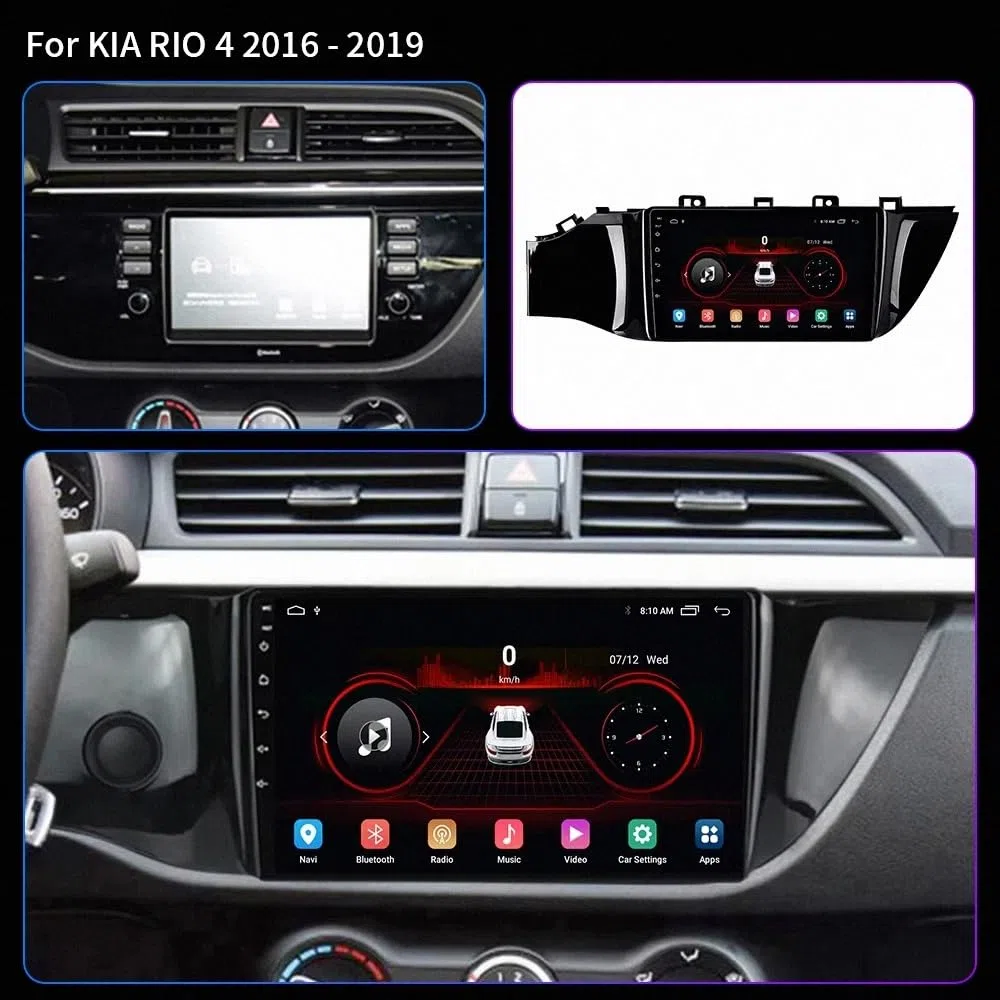 Radio Macchina Touch Screen per Kia RIO 4 X Line 2016-2019 Wireless Carplay Android Auto Stereo Auto Bluetooth Ips con Pantalla Táctil con Gps, 8 Nucleo 4G+64G