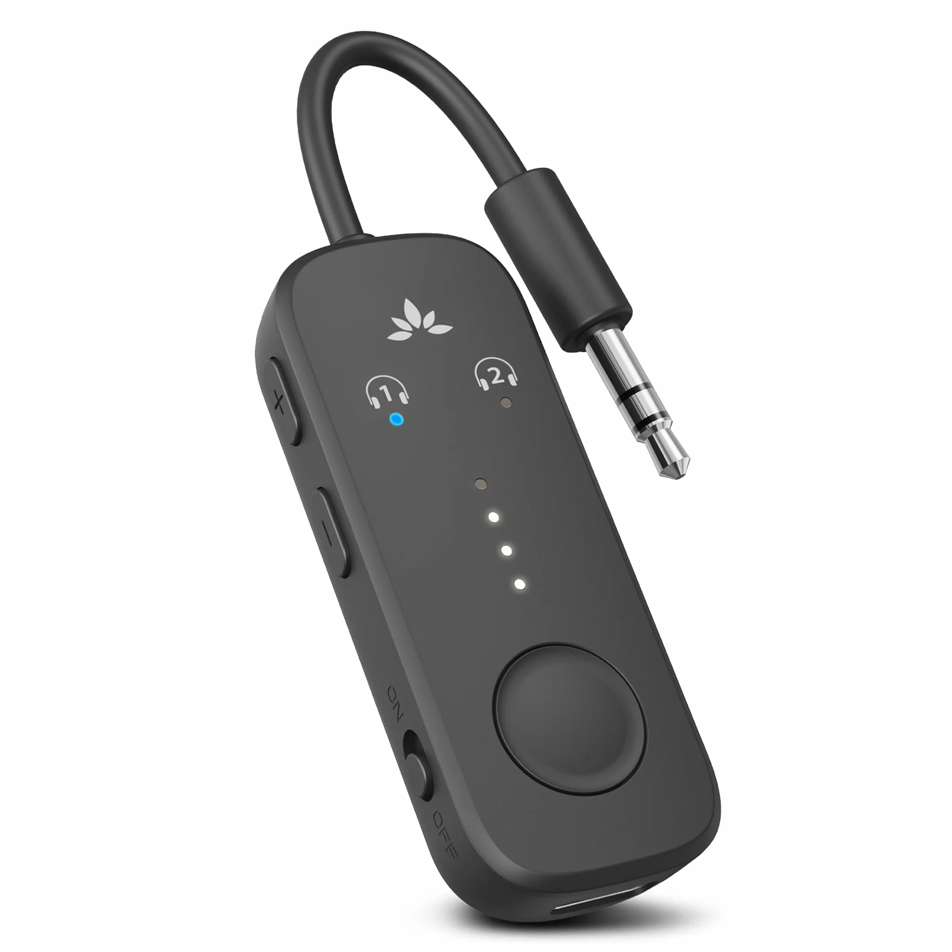 Avantree Relay – Adattatore Bluetooth 5.3 per Aereo con Qualcomm aptX Adaptive, Supporta 2 AirPods o Cuffie, 20h di Autonomia, Trasmettitore Wireless Audio 3,5 Mm AUX per Viaggio, Volo, Palestra