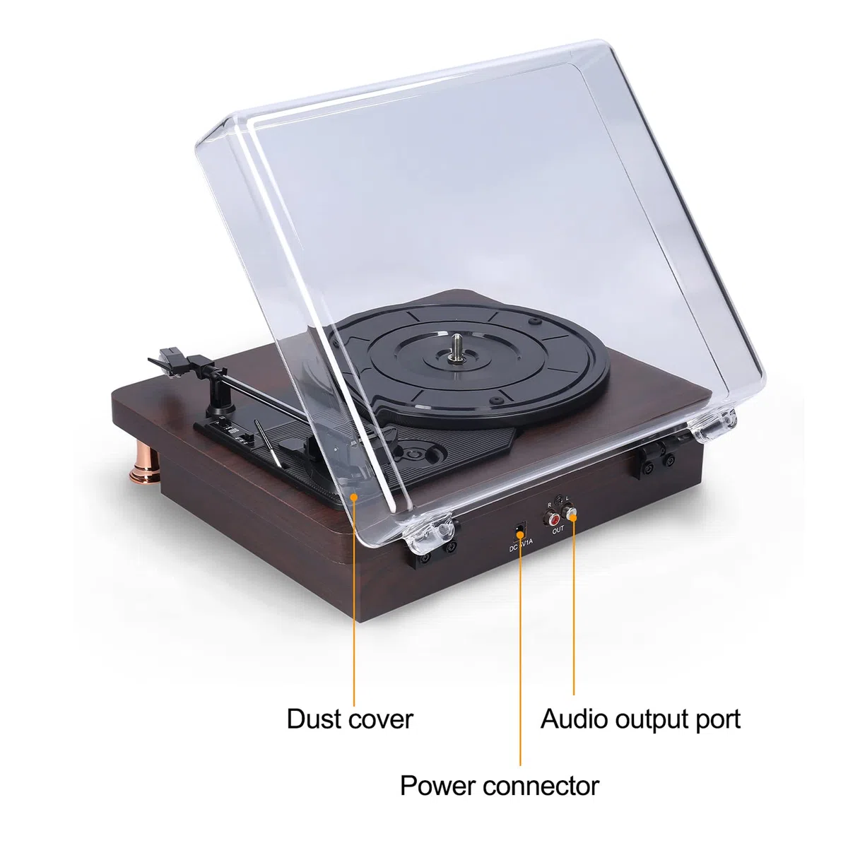 Giradischi Grammofono Bluetooth Giradischi a 3 velocità Altoparlanti stereo integrati Ingresso Aux-in Uscita digitale USB Testina magnetica Adatta per dischi in vinile da 7" 10" 12" Suono nitido