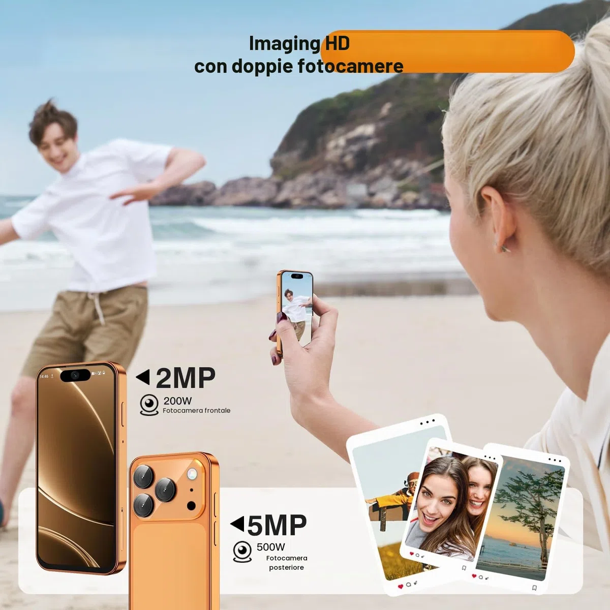 3G - Mini cellulare sbloccato, Dual SIM, riconoscimento facciale, display HD da 3,88 pollici, carino e pratico secondo cellulare, piccolo smartphone per bambini e studenti (Nero-3G)