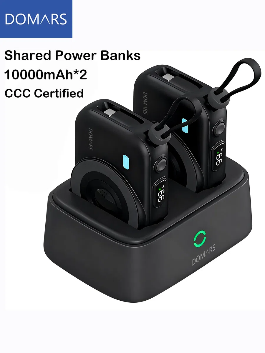 Caricatore Portatile Stazione,2x10000mAh Power Bank Magnetico con Ricarica Rapida, Doppio Cavo Type-C e Integrato, Display LED per Viaggi, Casa e Ufficio (Nero)