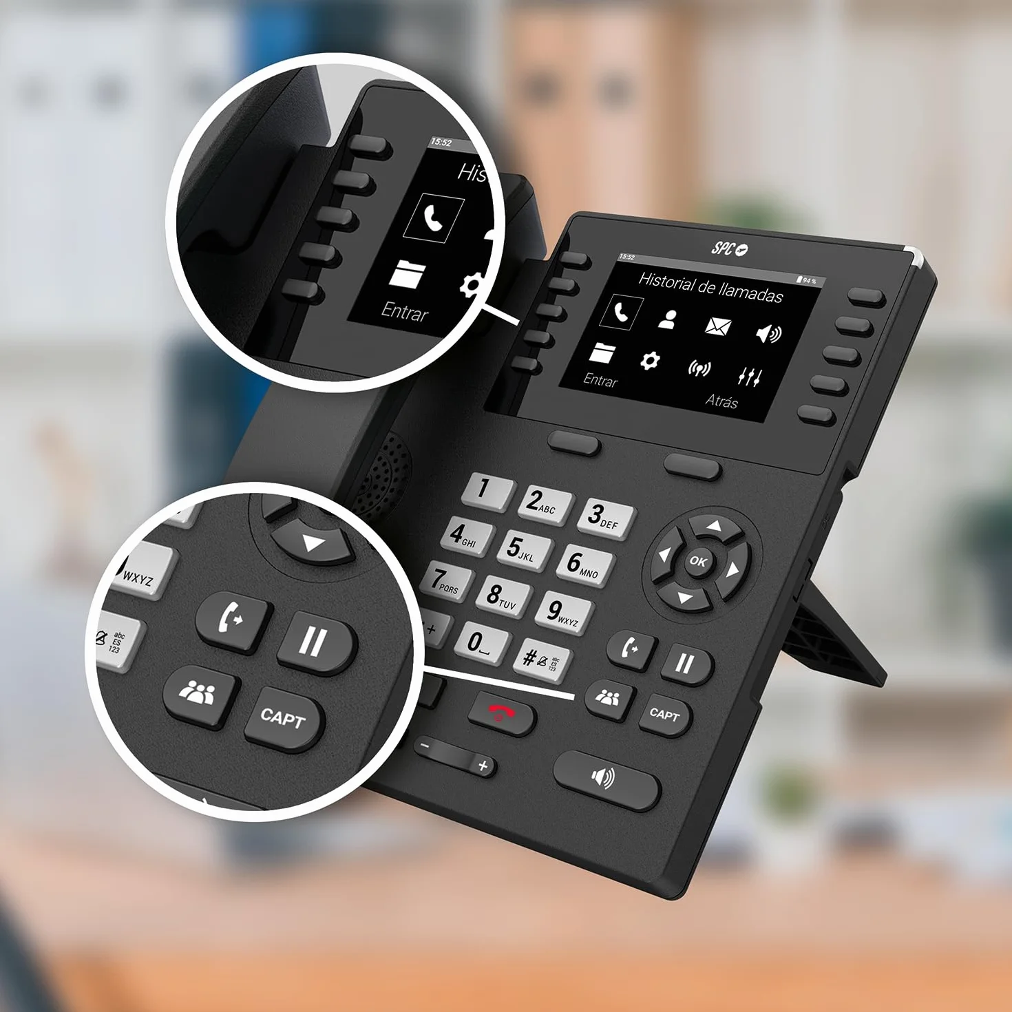SPC WF100 - Telefono fisso SIM, 4G, Android, display 3,5", WiFi | Chiamate VoLTE/VoWiFi, configurazione a distanza, connettività Bluetooth, hotspot WiFi, 10 memorie, porta USB-C, jack 3,5mm