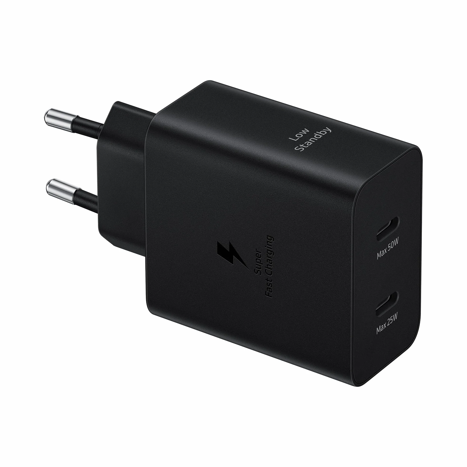 Samsung EP-T5020 Caricabatterie originale 50W Super Fast Charging, 2 porte USB Type-C, (con cavo), Nero