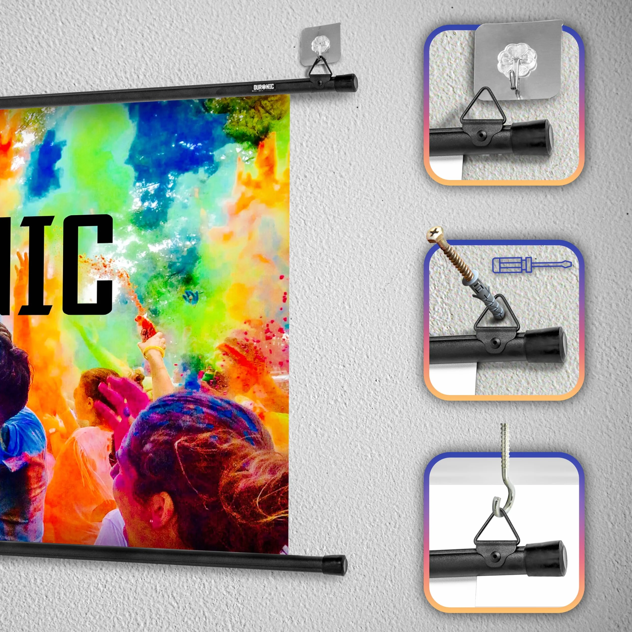 Duronic BPS50/43 - Schermo di proiezione HD semplice da montare a parete, per scuola, teatro, cinema, casa, schermo da 50 pollici, 4:3, bianco opaco (dimensioni: 102 x 76 cm)