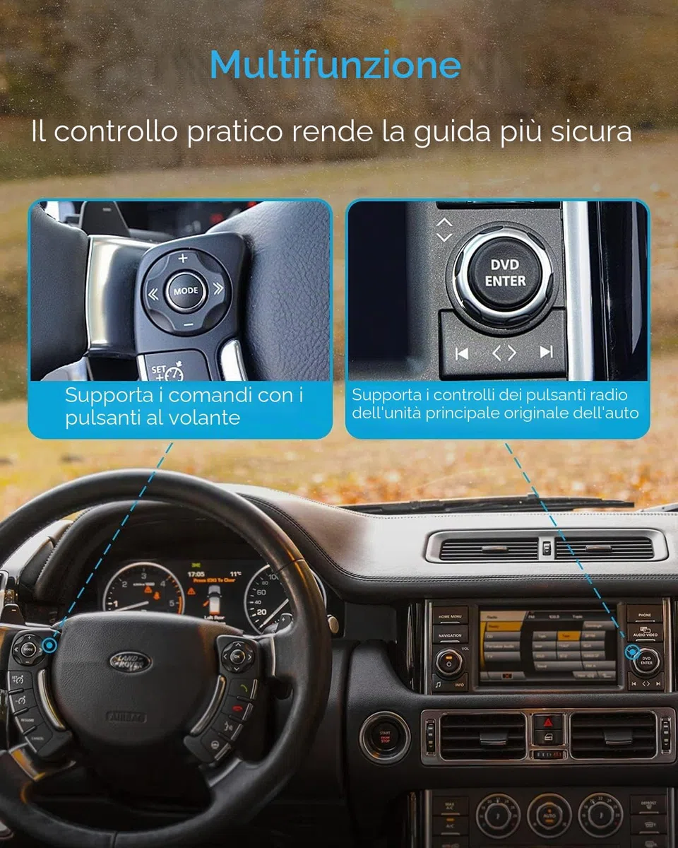 Adattatore Bluetooth per auto con cavo iPod - Adattatore audio Senza-fili premium per Land Rover, Range Rover e Jaguar - Bluetooth 5.0 con suono HD