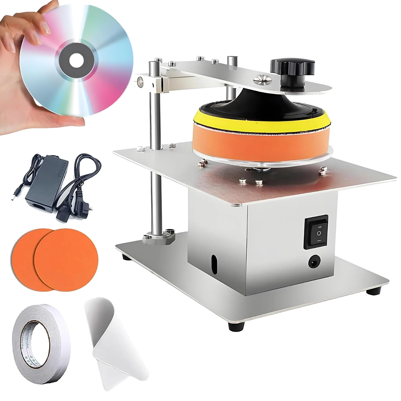 Macchina di lucidatura del disco, 200W 7-Speed Disc Cleaner, rimuovere graffi e recupero dati per CD/DVD Rental Store