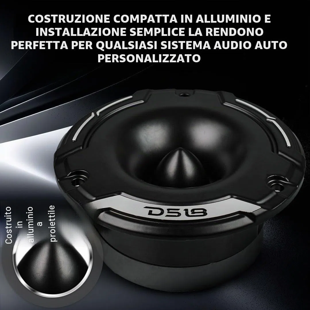 DS18 PRO-TWZ1 - Tweeter a compressione Super Bullet da 9,7 cm, 4 Ohm, bobina da 2,5 cm, in alluminio, ideale per sistemi audio Pro Car Audio, impressionante sensibilità 105 dB, coppia