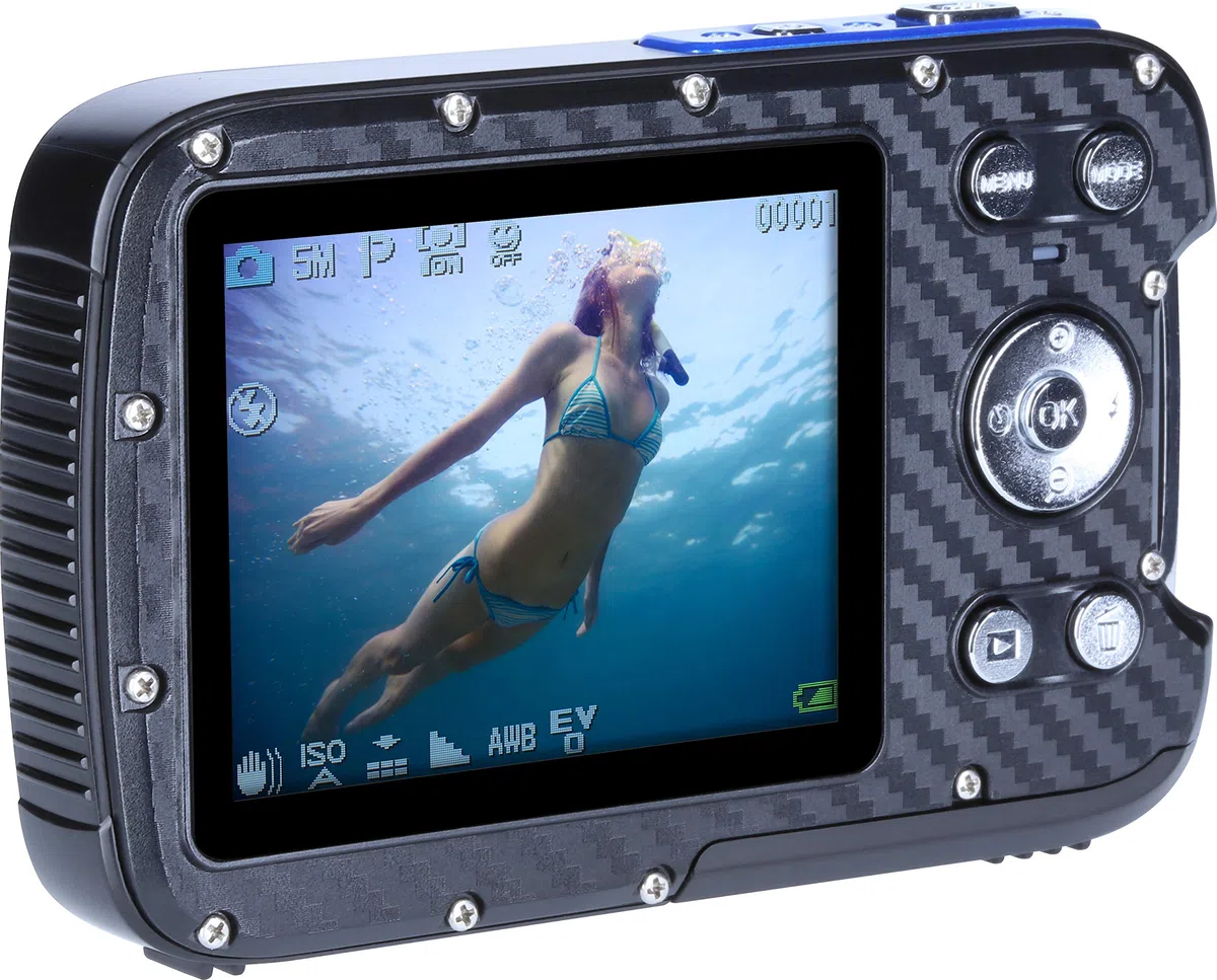 Rollei Sportsline 60 Plus - fotocamera digitale impermeabile con videocamera da 21 MP e Full HD - Sports-Cam con ampio display, 21 modalità scena, custodia robusta , perfetta per i bambini, blu