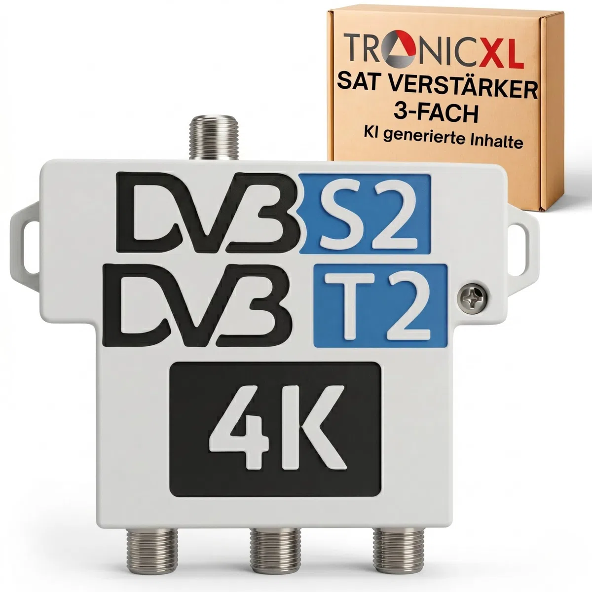 TronicXL Amplificatore di segnale da 60 dB con splitter satellitare a 3 vie, distributore antenna per DVB-S2 (satellite) / DVB-T2 (antenna), 4K 8K UHD TV morbido