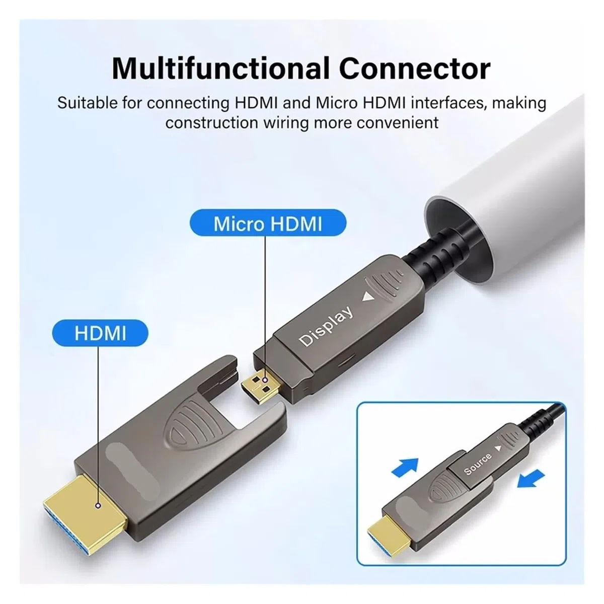 Cavo In Fibra Ottica HDMI 2.1 8K Staccabile Tipo A + D Attiva A 60Hz 4K A 120Hz 48Gbps for RX 7900/7800 RTX 4090/4070(15m)
