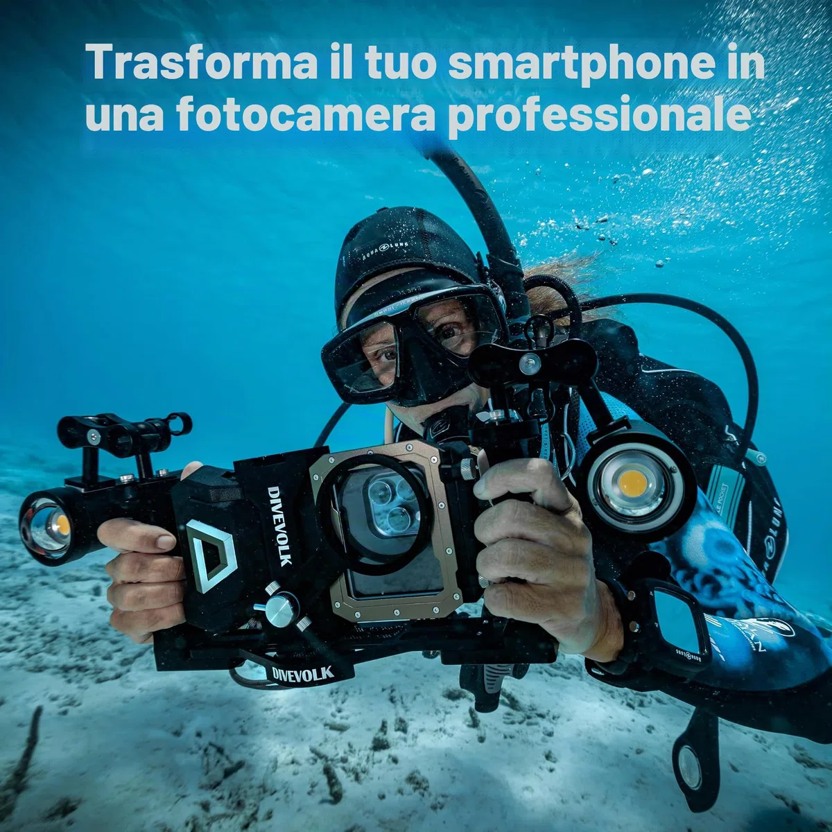DIVEVOLK Staffa a doppia maniglia per alloggiamento Seatouch 4 MAX