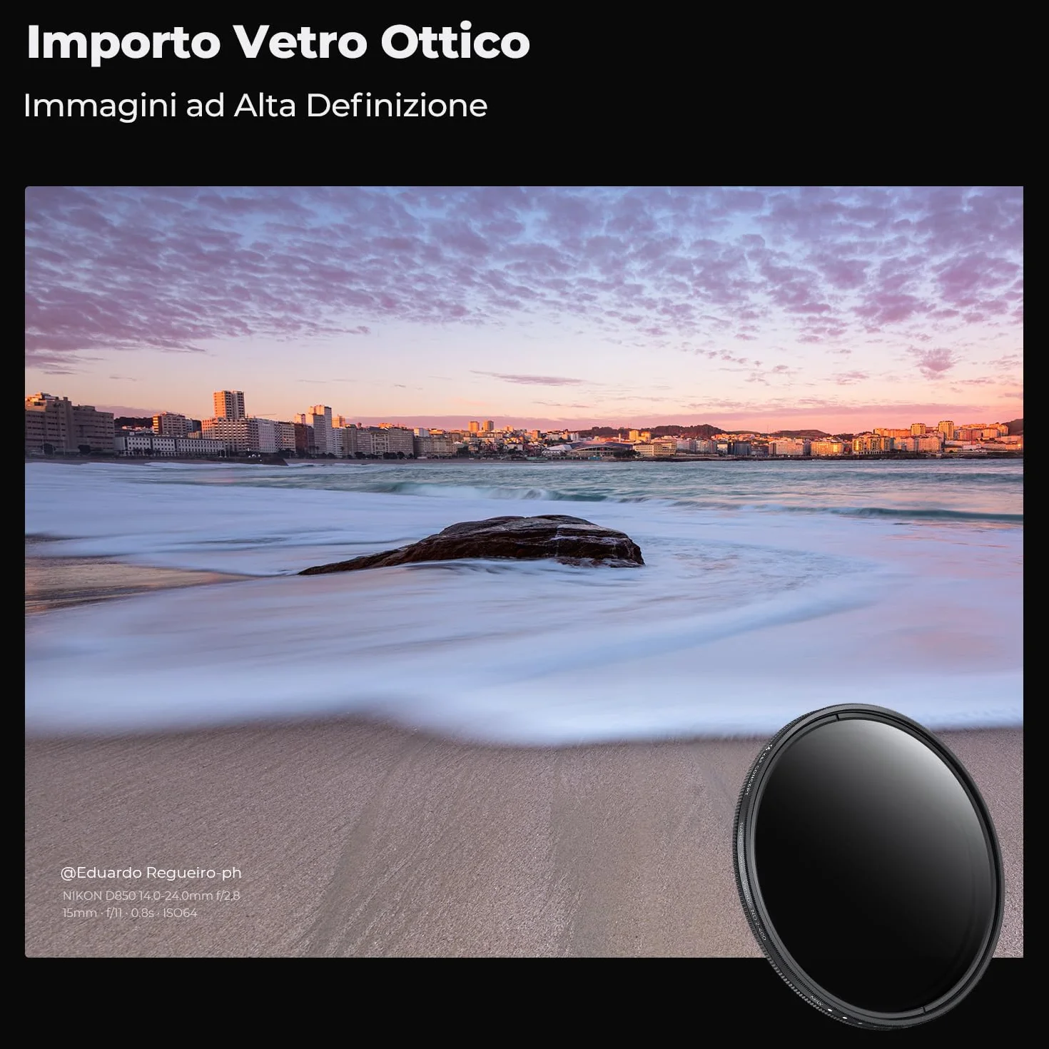 K&F CONCEPT Nano-Basic ND Filtro Variabile ND2-400 Filtro in Vetro Ottico con 3 Pezzi di Panno per Pulizia