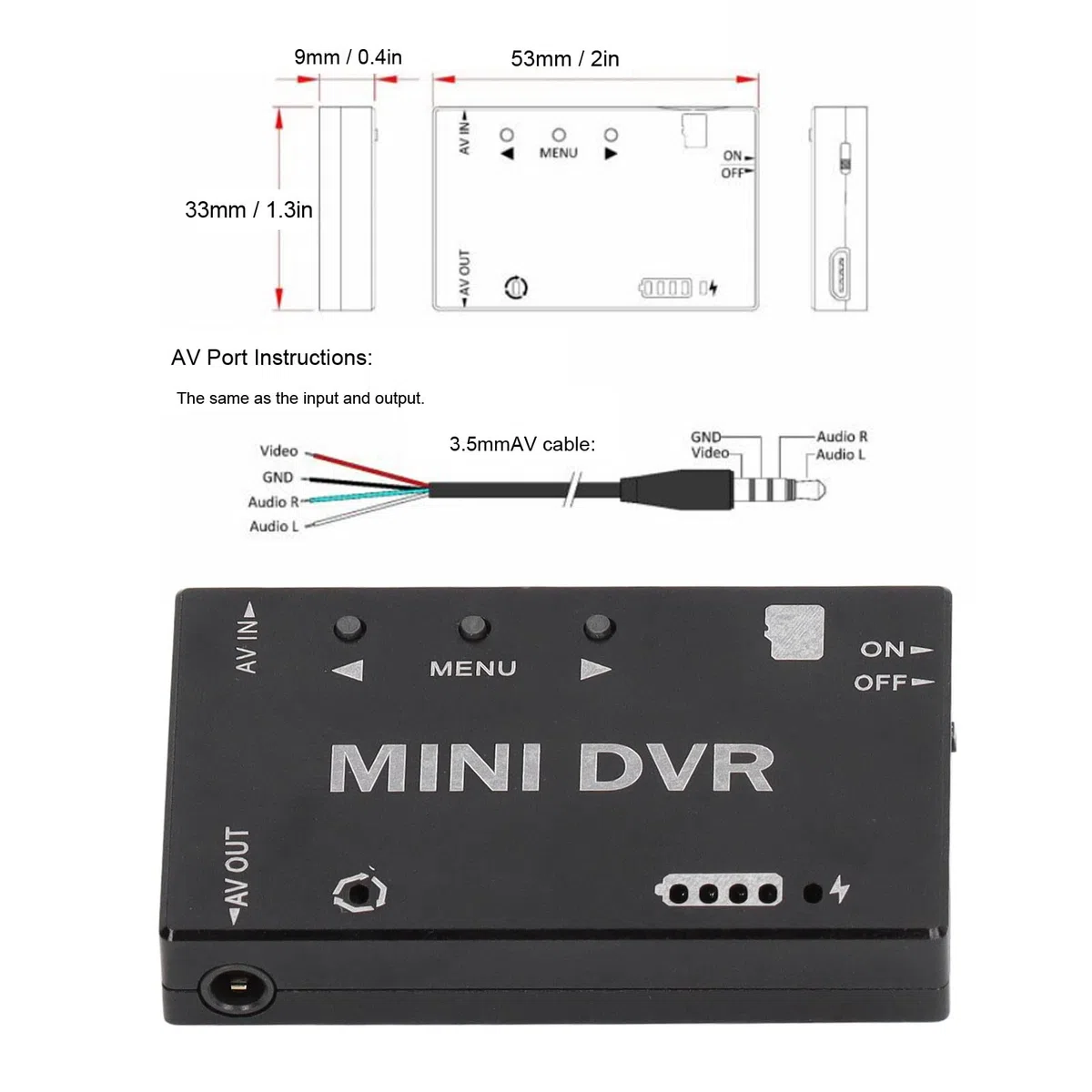 Modulo Mini DVR FPV, Guscio in Lega di Alluminio, Scheda di Memoria da 32 GB, Modulo Registratore Audio RC Accessorio Drone RC per Drone FPV, Auto da Corsa