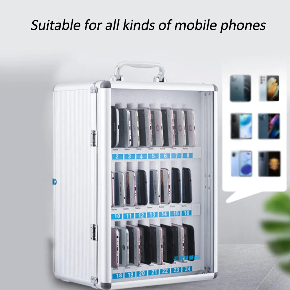 Caja Transparente Para Guardar El Teléfono Con Asa 12/24/36 Ranuras Para Escritorio Soporte Portátil Para Teléfono Móvil Solución De Almacenamiento Segura Para La Oficina Ideal Para El Hogar