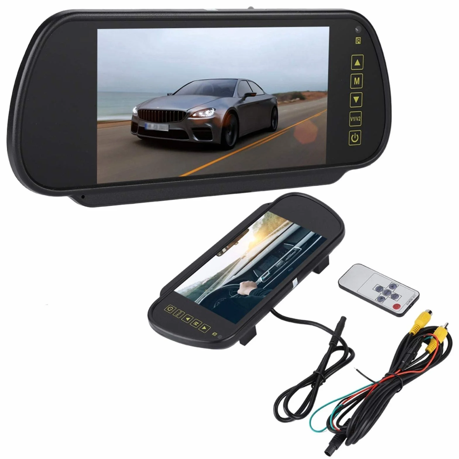 Specchietto retrovisore con telecamera posteriore da 7 pollici, supporto, display digitale a LED per auto, tutti i tipi di veicoli