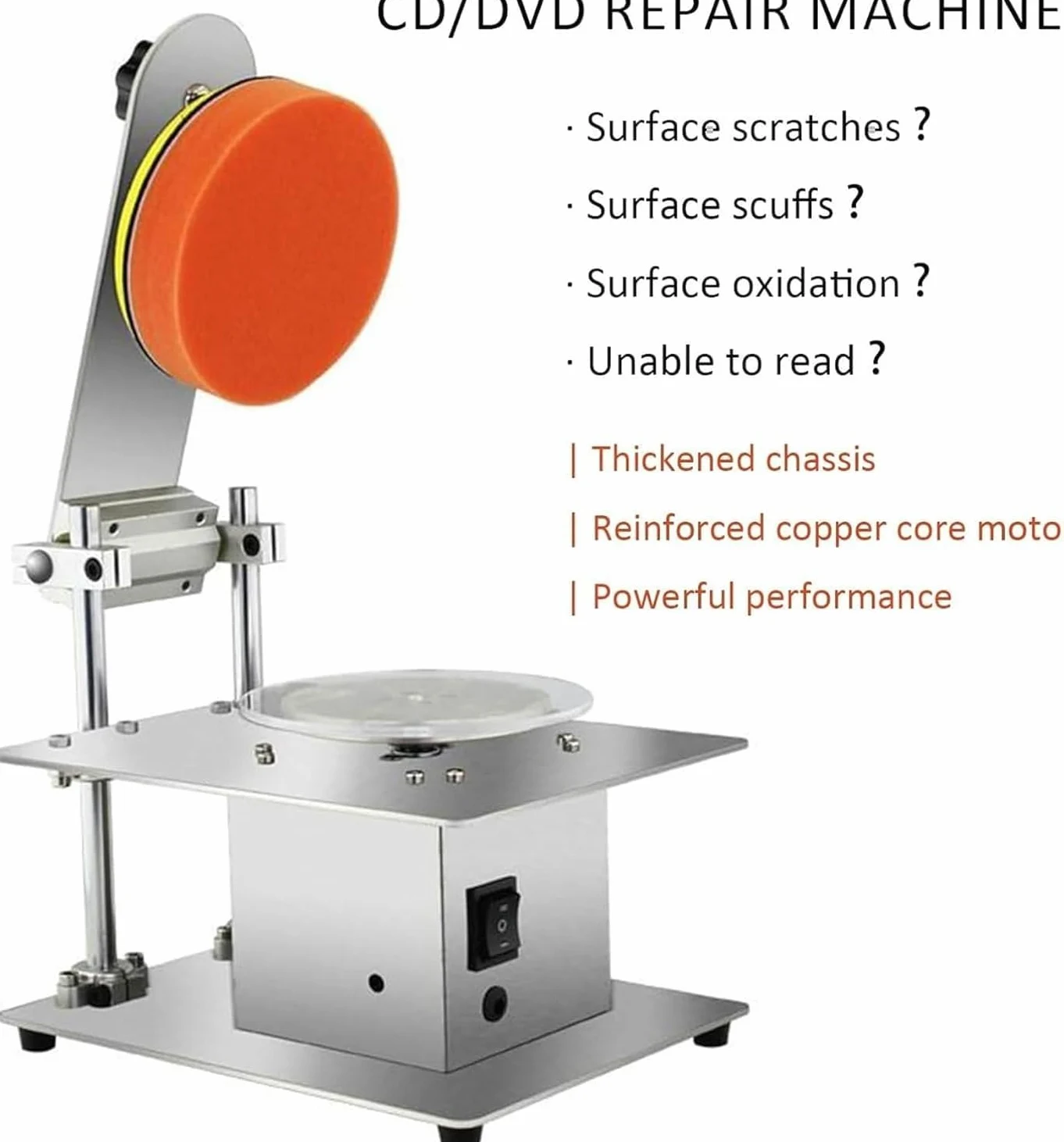 Macchina di lucidatura del disco, 200W 7-Speed Disc Cleaner, rimuovere graffi e recupero dati per CD/DVD Rental Store