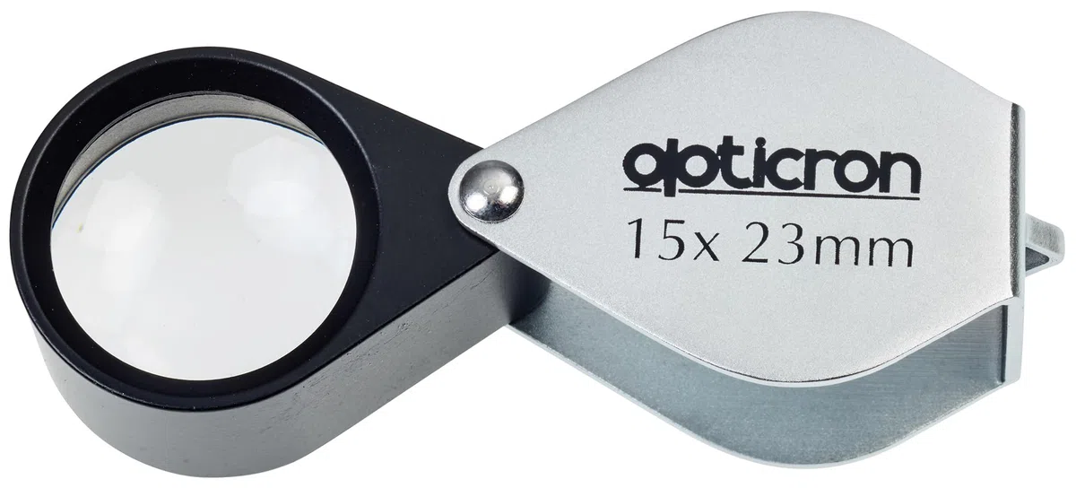 Opticron - Lente di ingrandimento pieghevole, 15x23 mm