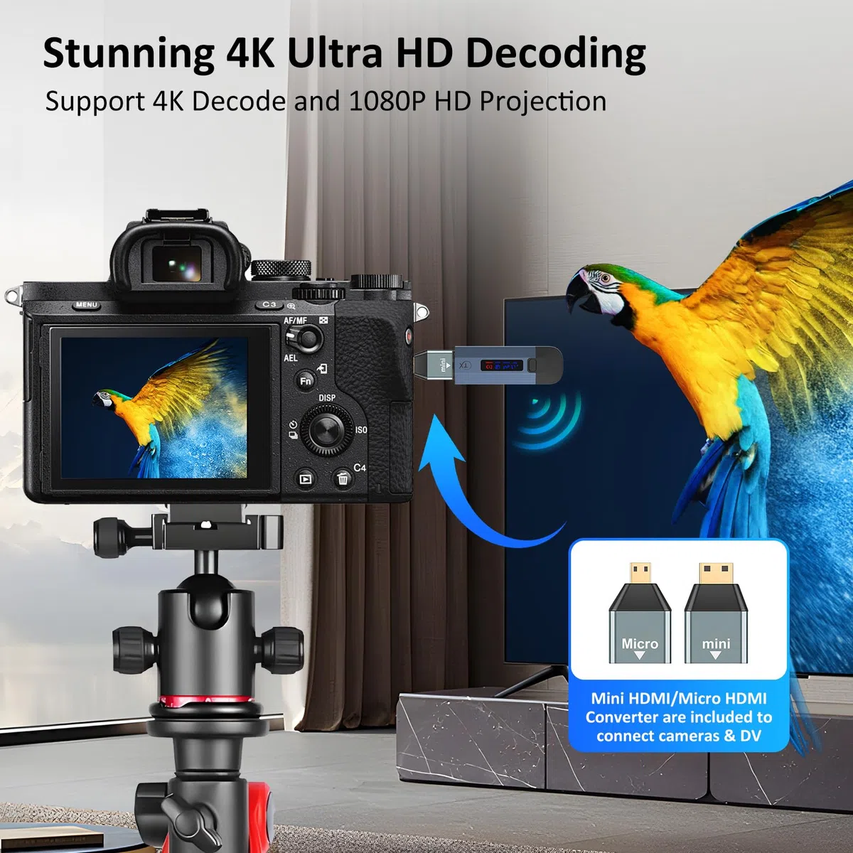 Trasmettitore e ricevitore HDMI wireless 4K, plug & play, portatile, senza fili, con alloggiamento in metallo con schermo LED, trasmettitore e ricevitore in streaming video a monitor/TV