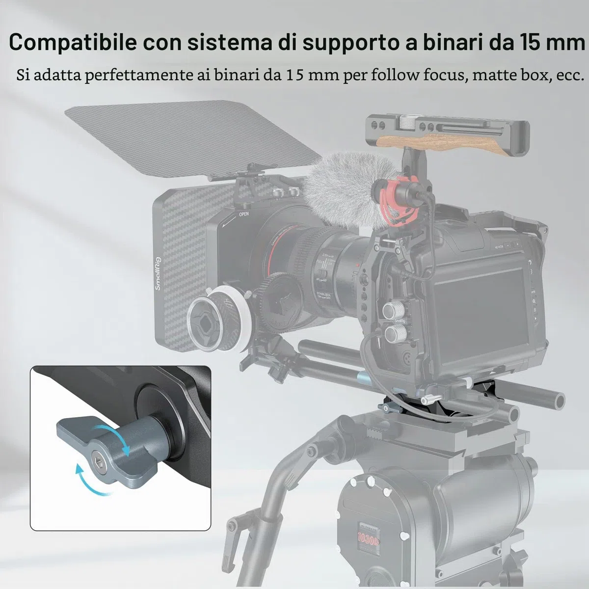 SMALLRIG Piastra di Base Universale LWS Piastradibase con Doppio Morsetto per Asta da 15 mm - 3357