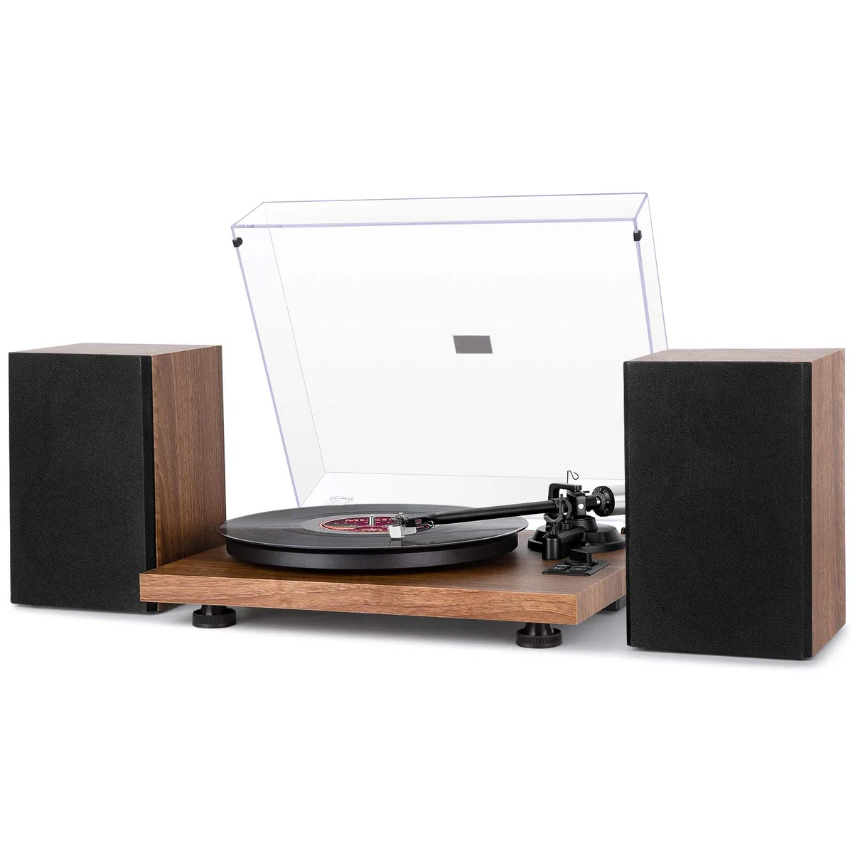 1 BY ONE Giradischi Vinili Bluetooth Hi-Fi con Diffusori da Mensola 36W | Testina AT3600L, Contrappeso Regolabile, Connessione Wireless, Registrazione USB MP3, Spegnimento Automatico, Uscita RCA