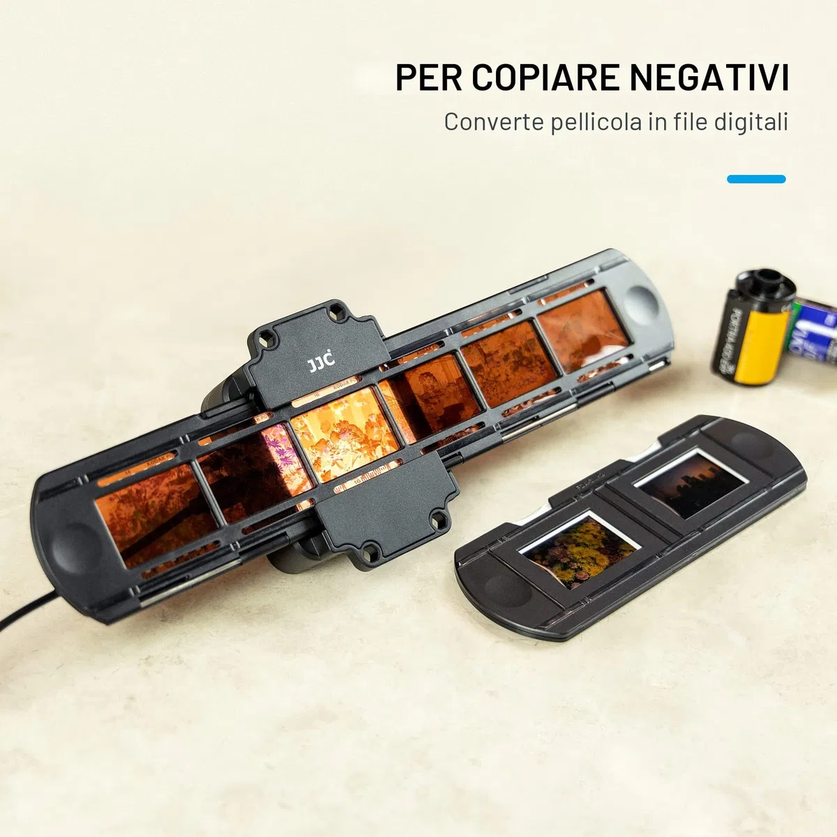JJC Adattatore per Digitalizzazione di Pellicole con Set di luci a LED Converti Pellicola Negativa da 35 mm e Diapositiva in JPEG Digitale, Lampada LED USB a 10 Livelli di Luminosità