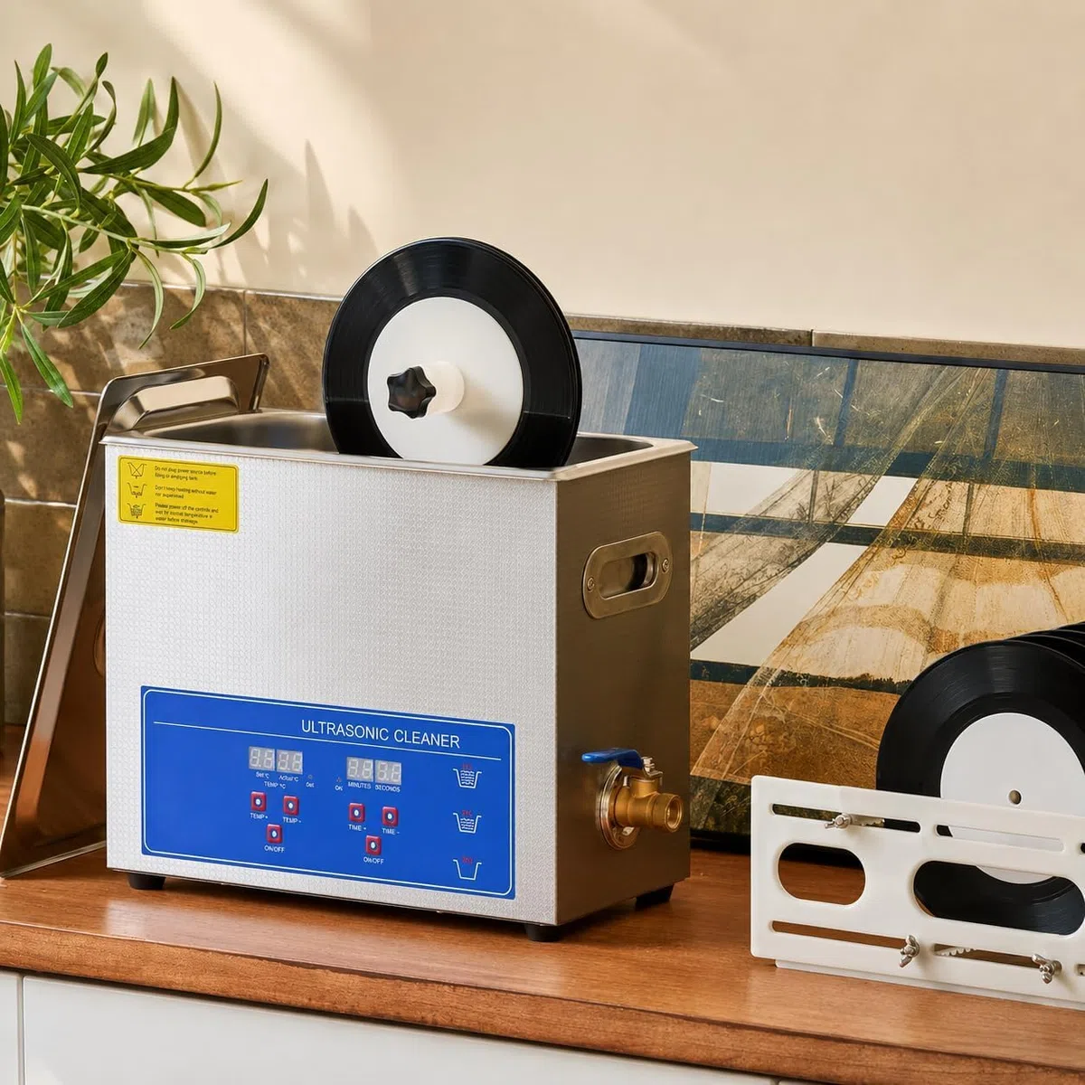 Macchina per la pulizia dei dischi in vinile, pulizia automatica su entrambi i lati, per 8 LP con timer da 0 a 30 minuti, cura efficiente per gli amanti della musica e i collezionisti