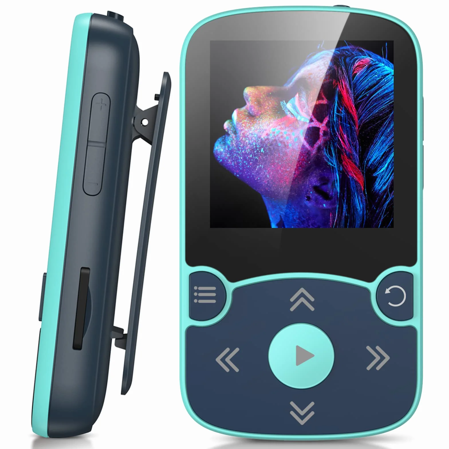 AGPTEK Lettore MP3 Running 32 GB, Lettore MP3 con Clip Bluetooth 5,3, MP3 Player Sport Mini Portatile, Contapassi Integrata, Radio FM, Registrazione, Lettura E-book, Slot TF Fino a 128 GB (Blu)